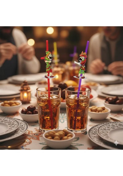 Hacivat Karagöz Temalı 10'lu Artistik Pipet Ramazan Parti Süsü Diğer