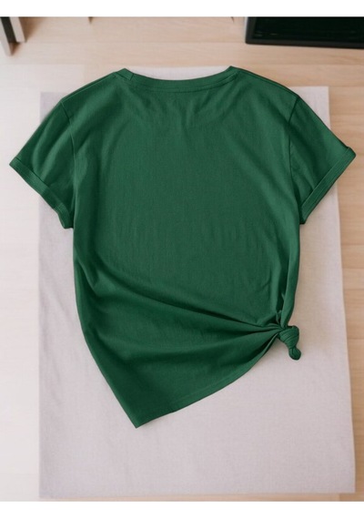 Uyguntarz Unisex Pırlantalı Kadın Portresi Tasarım Basklı Tshirt Yeşil