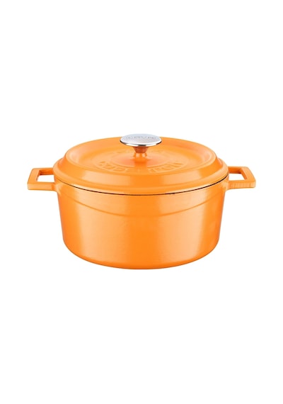 Metal Spring Serisi - Döküm Tencere, Yuvarlak, 24 Cm, Mat Emaye, Parlak Siyah Taban, Turuncu Belirtilmemiş