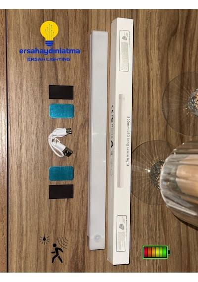 Hareket Sensörlü Şarjlı Led Lamba 30 Cm Gün Işığı - Beyaz Çift Renk