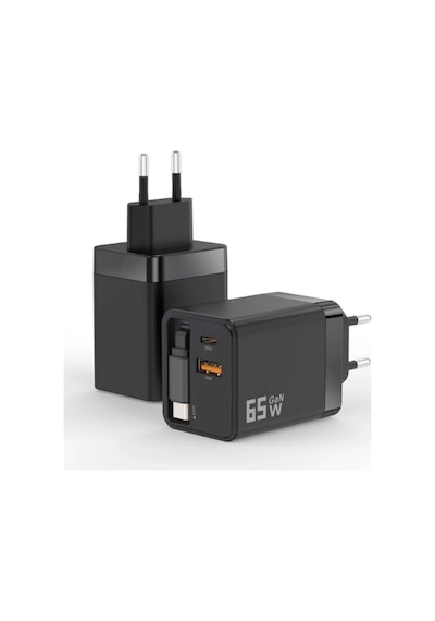 65w Turbo Şarj Aleti Hızlı Şarj Çekilebilir Toplamalı Kablo 67w 1 Usb -1 Type-c Girişli Kablolu