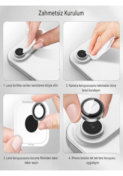 İphone 17 Air Uyumlu Safir Lens Çizilmez Dayanıklı Kamera Koruyucu