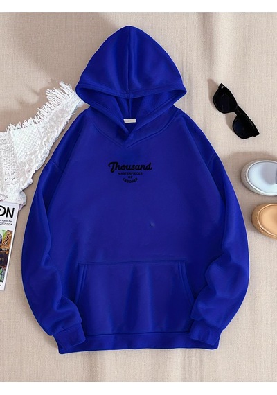 Uyguntarz Unisex Thousand Baskılı Oversize Sweatshirt Mavi