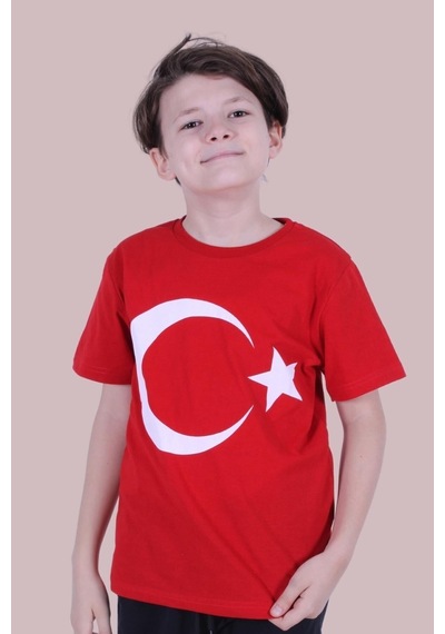 Panios Kids Imzalı Atatürk Baskılı Unisexs T-shırt Kırmızı