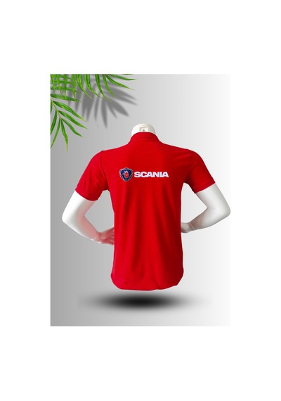Frooy Scania Logo Baskılı Polo Yaka Pamuklu T-shirt Kırmızı