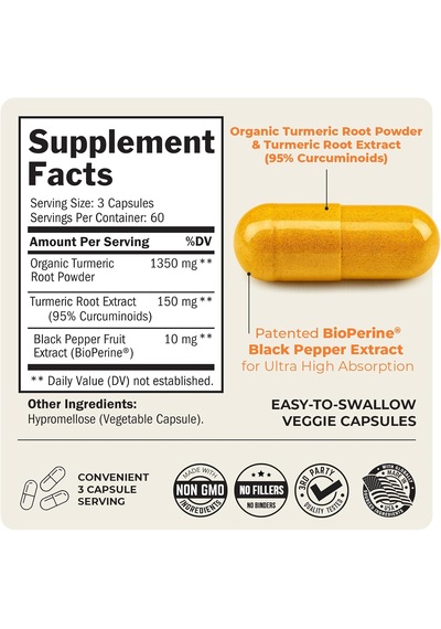 Bioschwartz Turmeric Curcumin With Bio.pe.rine 1500 Mg 180 Kapsül 60 Serving