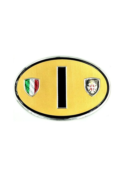 Etiketçilere Özel Armalar Oval Iharf Italy İtalya Bayraklı Kahve Rengi Alüminyum Sticker Arma