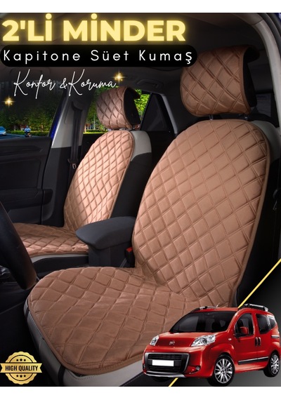 Fiat Fiorino Yumlu 2'li Süet Oto Koltuk Minderi Tam Koruma Hızlı Montaj Su Geçirmez A1 Kahverengi
