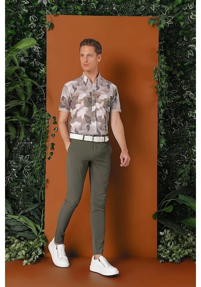 Efor Slim Fit Yan Cepli Düz Esnek Casual Nefti Pantolon P 1144 Nefti