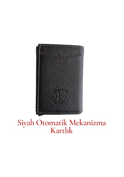 Organıcyou Yıwushı Otomatik Mekanizma Kartlık Unisex 9 Kart Bölme Pu Deri Yüksek Kaliteli Siyah