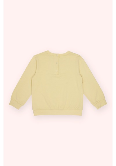 Panço Kız Çocuk Baskı Detaylı T-shirt Sarı