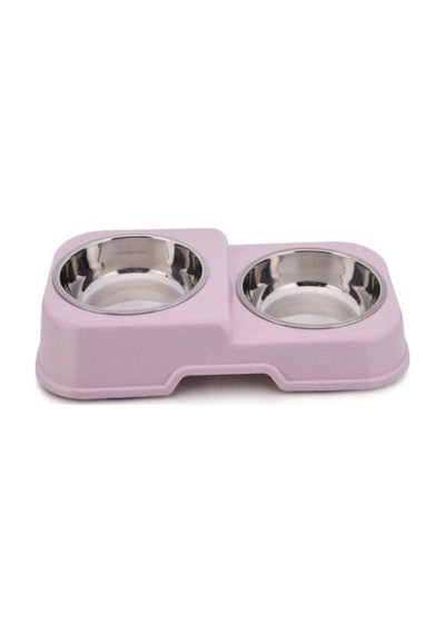 Nunbell İkili Oval 35 CM Çelik Kedi Mama Kabı Çok Renkli