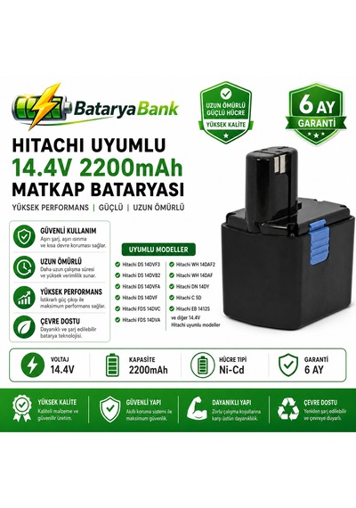 Hitachi 14.4v 2200mah Muadil Matkap Bataryası