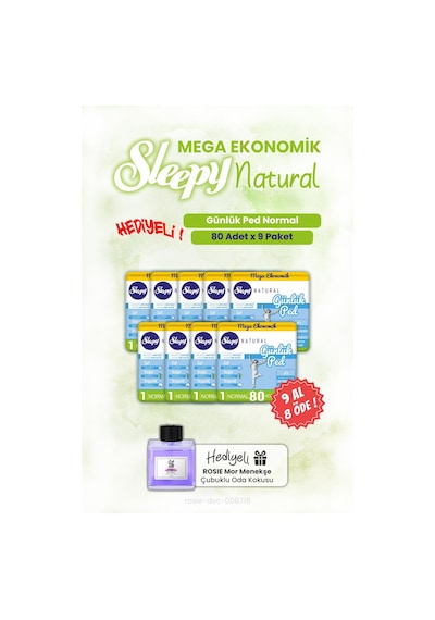 9 Al 8 Öde Sleepy Natural Günlük Ped Normal 80'li Ve Rosıe Oda Kokusu
