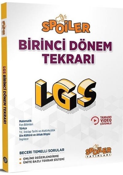 Spoiler 8. Sınıf LGS Tüm Dersler 1. Dönem Tekrarı Spoiler Yayınla