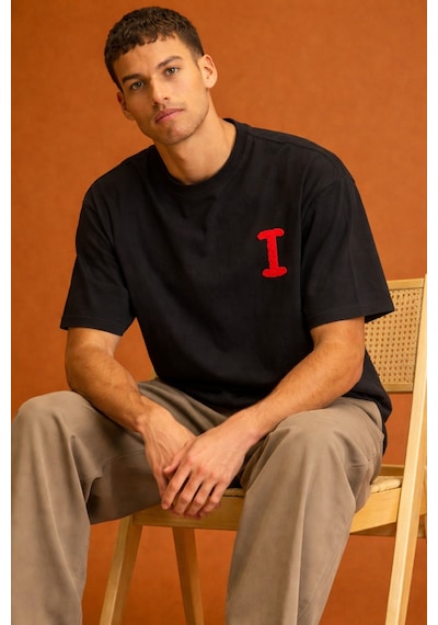 Tarz Cool Erkek Oversize Tişört "love Is Everywhere" Baskılı Basic Pamuklu T-shirt Siyah