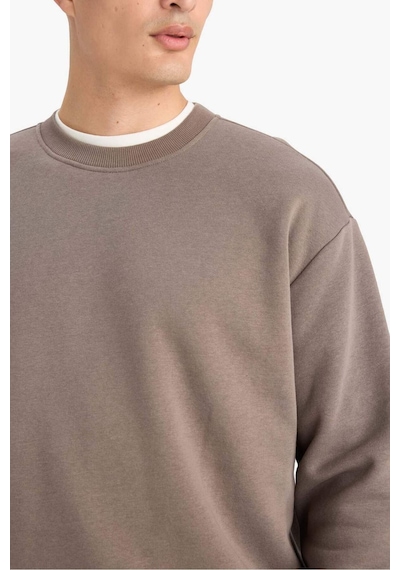 Defacto Relax Fit Bisiklet Yaka Kalın İçi Yumuşak Tüylü Basic Düz Sweatshirt T5139az25aubn571 Kahve