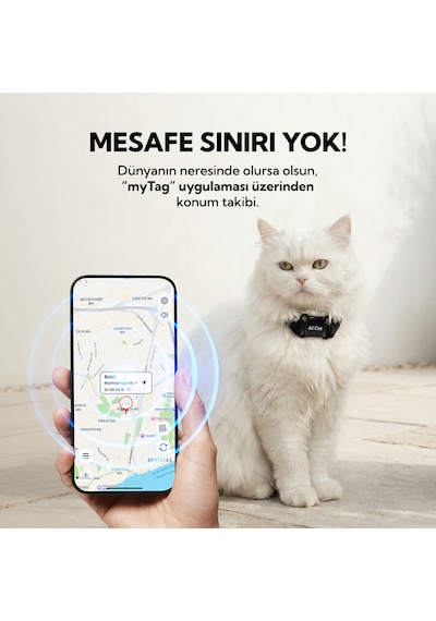 Aı Cat Tag Akıllı Evcil Hayvan Takip Cihazı Siyah Su/ Toz Geçirmez Apple Uyumlu iOS /android 0