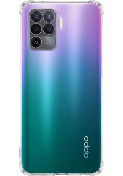 Oppo Reno 5 Lite Kapak Kamera Korumalı Antishock Köşe Korumalı Şeffaf Silikon Kılıf
