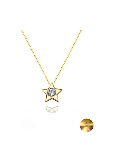 Brezza Lusso Jewelry 18k Serie Oro Tektaş Yıldız Minimal Classical Kadın Gümüş Kolye 45 CM 45 CM