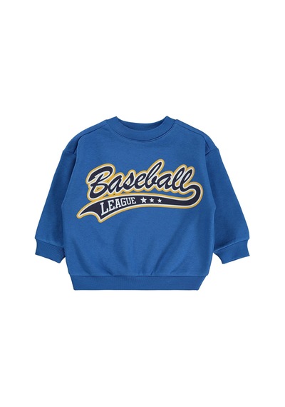 Civil Boys Baseball Baskılı 2-5 Yaş Sweatshirt - Mavi Saks Mavisi