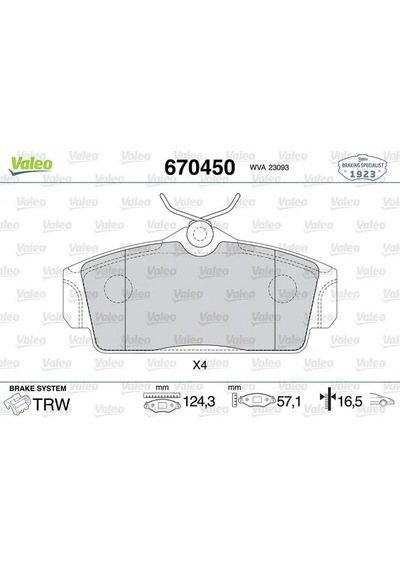 Valeo 670450 On Fren Balatasi 410602f028 410602f257 410602f525