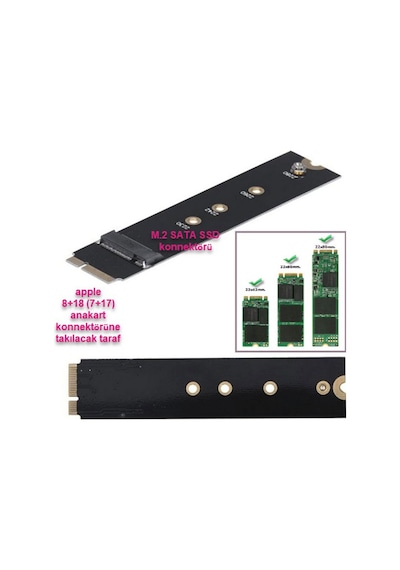 M.2 Sata Ssd To 8+18 Pin Apple Uyumlu MacBook 2012-2013 Dönüştürücü Adaptör