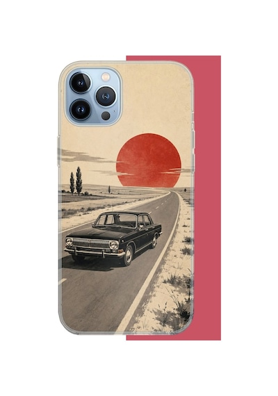 İphone 13 Pro Uyumlu Kızıl Güneşe Doğru Baskılı Silikon Kılıf Renkli