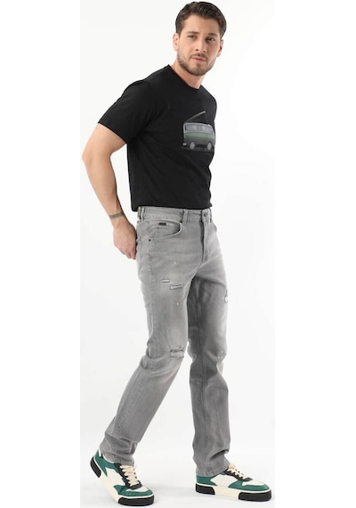 Banny Jeans Erkek Dizi Yırtık Jean Pantolon Gri 28