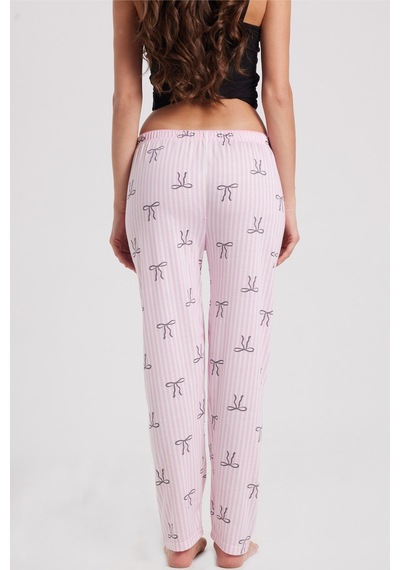 Tudors Kadın Regular Fit Klasik Kesim Viskon Beli Lastikli Fiyonk Detaylı Baskılı Pembe Pijama Altı-51005 Tudors Kadın Regular Fit Klasik Kesim Viskon Beli Lastikli Fiyonk Detaylı Baskılı Pembe Pijama Altı-51005
