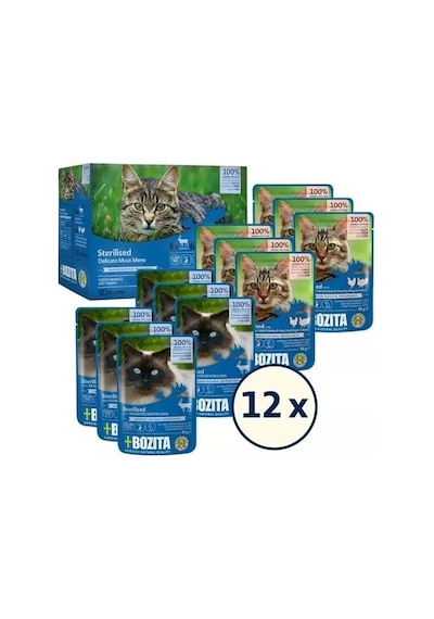 Bozita Kısırlaştırılmış Sos İçinde Yaş Kedi Maması Multibox 12x85 Gr