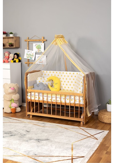 Ahşap Beşik Anne Yanı Beşik Vernikli 60x120 - Sarı Yıldız 3 Yastık Uyku Seti + Yatak Ahşap Ahşap Beşik Anne Yanı Beşik Vernikli 60x120 - Sarı Yıldız 3 Yastık Uyku Seti + Yatak Ahşap