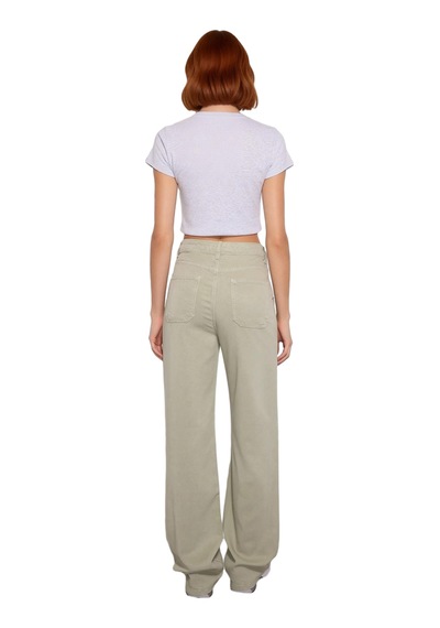 Ersefa Kadın Cool & Comfort Wide Leg Tencel Jean Pantolon Fonksiyonel Da Mint