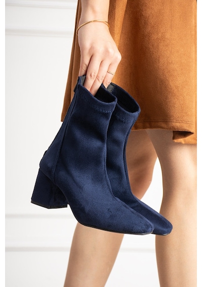 Dabab Shoes Lara Kadın Lacivert Süet Streç Küt Burun Fermuarlı 6 Cm Kalın Topuklu Bot Bootie Dabab Shoes Lara Kadın Lacivert Süet Streç Küt Burun Fermuarlı 6 Cm Kalın Topuklu Bot Bootie