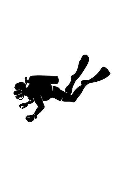 Dalgıç Scuba Diving Kurbağa Adam Oto Sticker Araba Cam Sticker Siyah 20 X 14 Cm