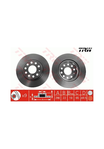Audi A3 Ön Fren Diski 1.6 Fsı / 1.6 Tdı 280 Mm 2004-2013 Trw