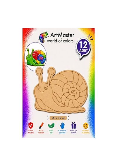 Ahşap Boyama Salyangoz 12 Adet 10x15cm Boyama Böcek Figürleri Etkinlik Çoçuk Gelişim Motor Beceri Kreş Anasınıfı
