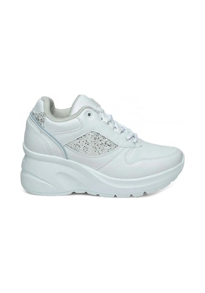Flet 185-26 Cilt Deri Fashion Anatomik Dolgu Taban Kadın Sneaker Beyaz