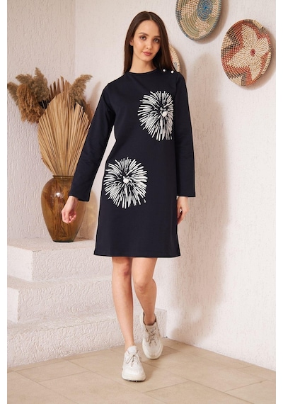 Darlin Moda Lacivert Düğme Detaylı Tunik DM60346 Lacivert