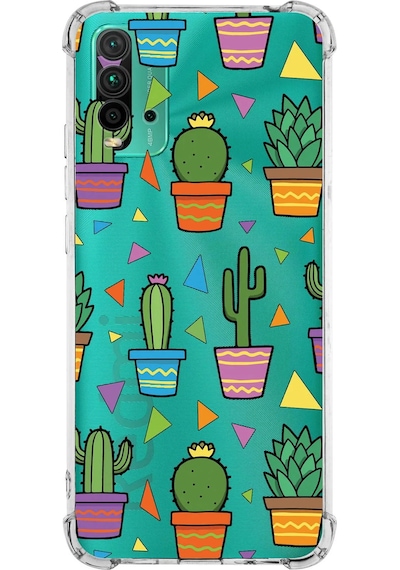 Prinrify Xiaomi Redmi 9t Uyumlu Water Color 4 Baskılı Şeffaf Köşe Korumalı Antişok Kılıf