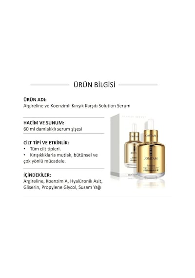 Jomtam Argireline ve Koenzim İçerikli   Solution Serum 60 ML