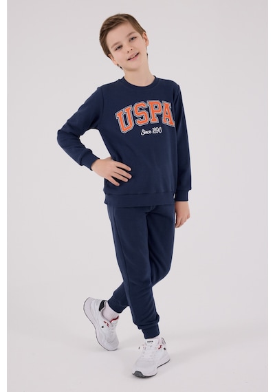 U.S. Polo Assn. Lisanslı Erkek Çocuk Alt Üst 2 Parça Eşofman Takımı Us2219 Koyu İndigo