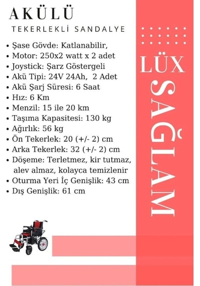 Medkimsan Tek Hareketle Katlanabilir Akülü Tekerlekli Sandalye