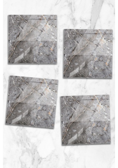 Gökçeoğlu Cam Bardak Altlığı Pasifik Mermer 4'lü Takım 10cm X 10cm Çok Renkli