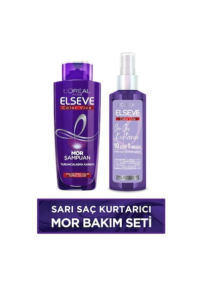 L'Oreal Paris Elseve Sarı Saç Kurtarıcı Mor Bakım Seti Turunculaşma Karşıtı Mor Şampuan & Mor Sıvı Bakım Kremi