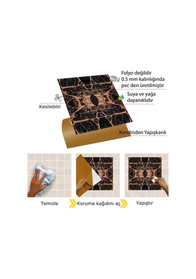 Tink Kendinden Yapışkanlı Mermer 07 Desenli Pvc Karo 30x30 Cm