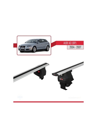 Audi A3 8p 2004-2007 Arası İle Uyumlu Ace-4 Ara Atkı Tavan Barı Gri