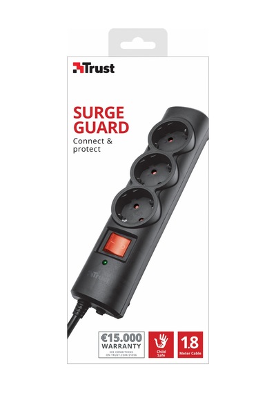 Trust Surge Guard 21056 3'lü Siyah Akım Korumalı Priz