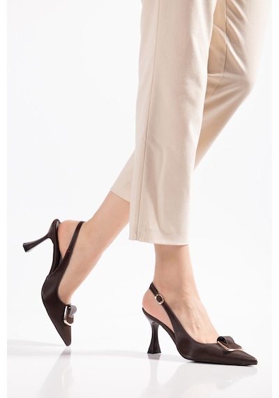 Suins Astelia Model Tokalı Kadın Stiletto Ayakkabı Kahve