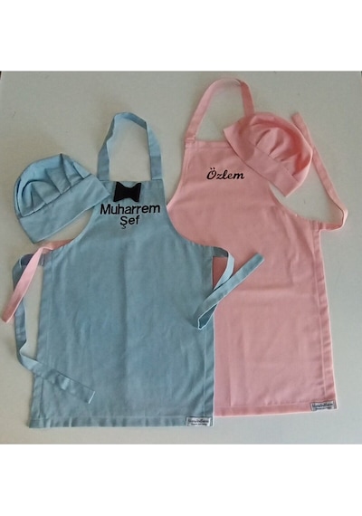 Moms And Babies Anne Kız-erkek Çocuk Mutfak Ve Etkinlik Önlüğü Pembe 0-12 Yaş Beden Su İtici Kumaş İsme Özel Mavi Pembe